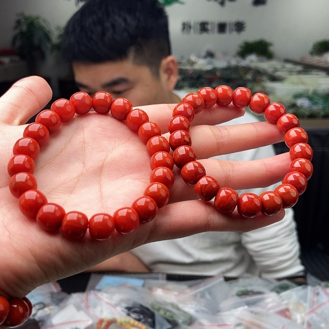 南红玛瑙未镶嵌颈饰卡10手串 颜色多样性发拍一发一