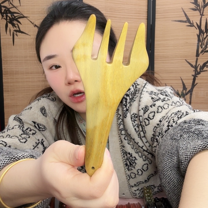 绿檀木长耙子梳瑕疵