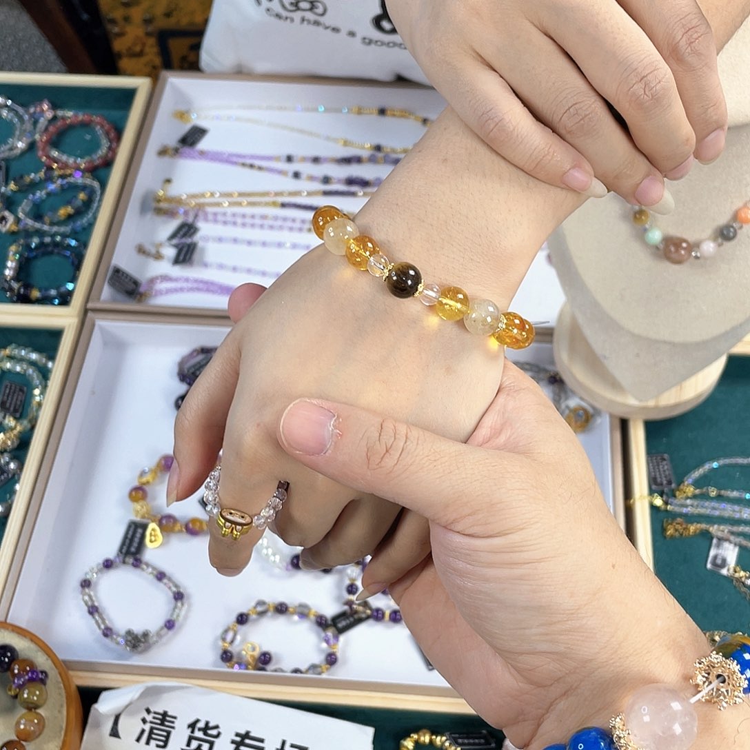 水晶手链银S925镀金镶嵌