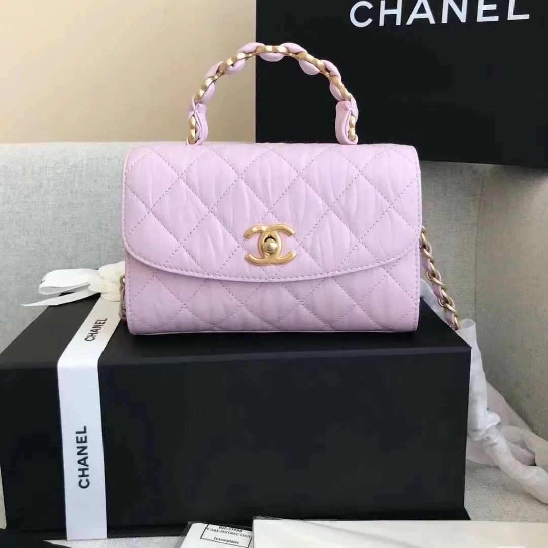 99新 Chanel/香奈儿 Chanel粉紫色handle flap手柄 25110102-05