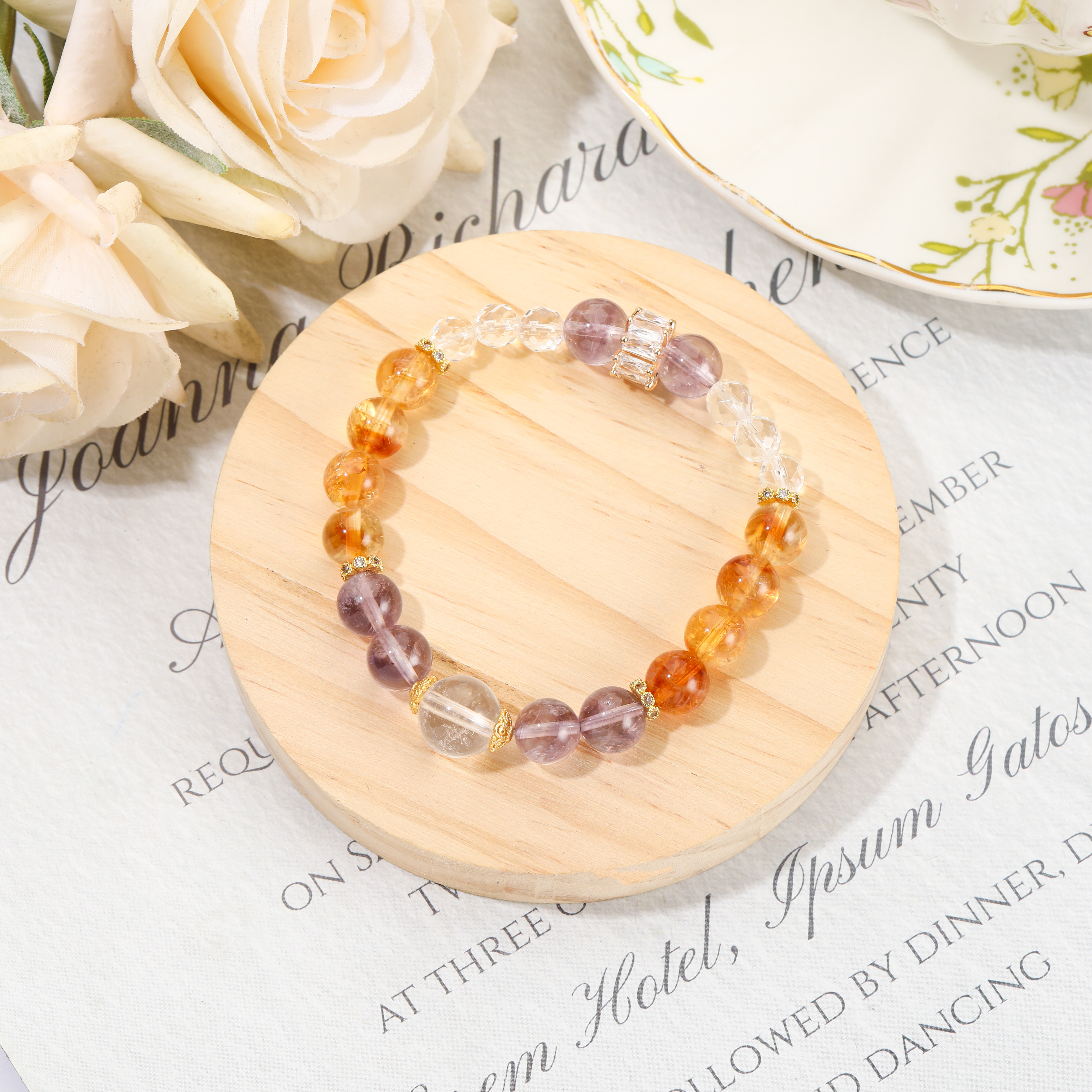 SJ-1369【斑斓梦境】紫水晶 黄塔晶 白水晶 水晶手串