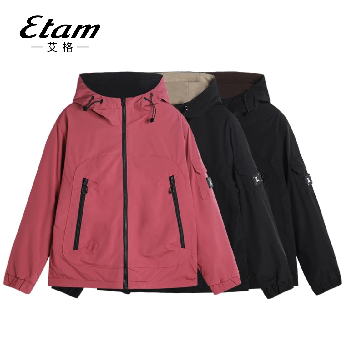 【小杜】双面穿潮流时尚百搭冬季夹克外套工装休闲三防男款外套