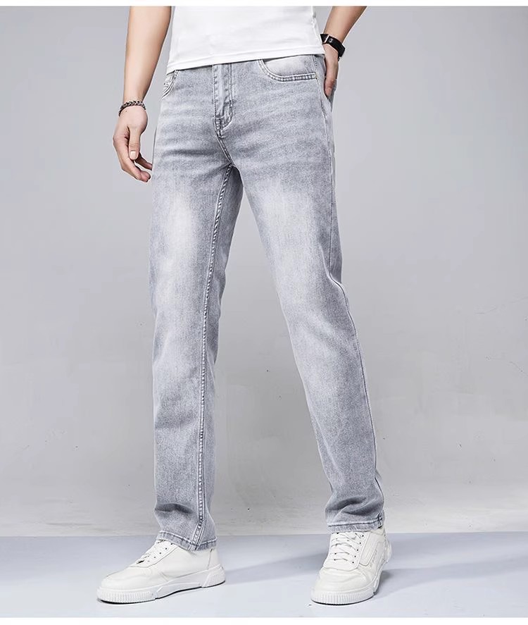 【1-199】秋冬长裤简约风痞帅宽松男牛仔裤百搭弹力
