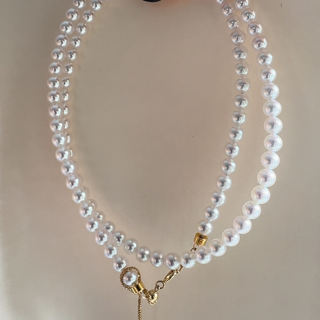 淡水珍珠颈饰18K金镶嵌4mm baby