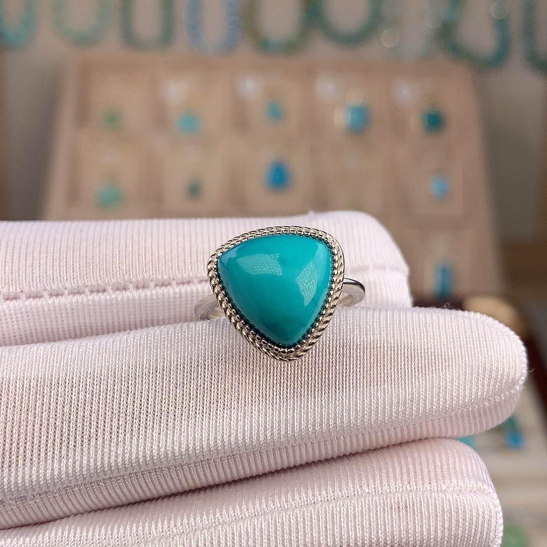 绿松石银S925镶嵌戒指