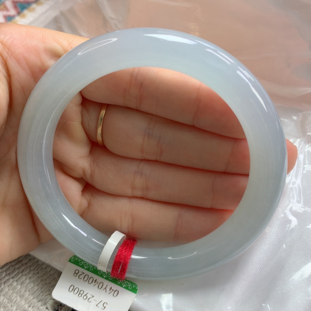 翡翠手镯未镶嵌缅甸天然翡翠A货57圆