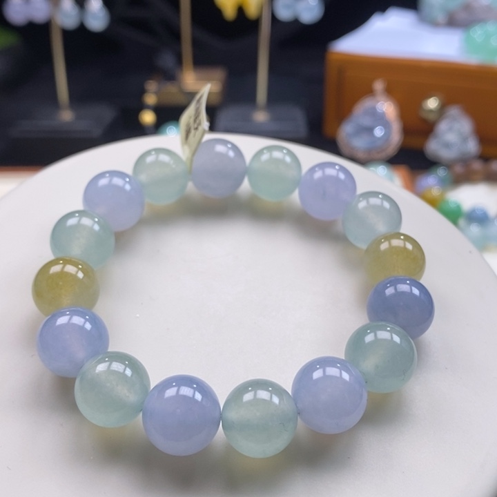 翡翠颈饰未镶嵌翡翠糖果色系手串