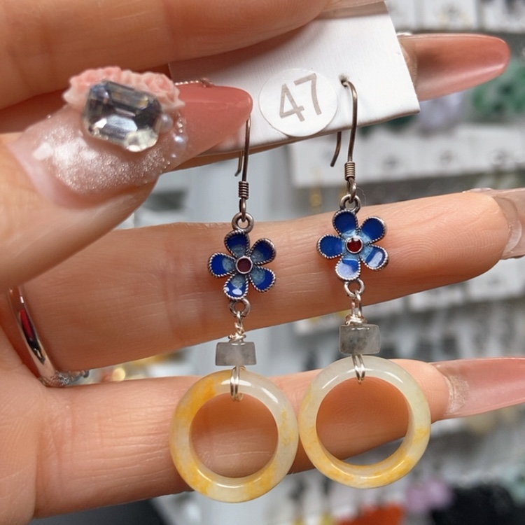【闪购商品】翡翠耳饰银S925镶嵌优化