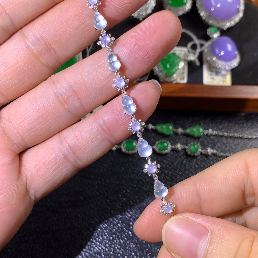 小***蟹翡翠18K金镶嵌手链翡翠