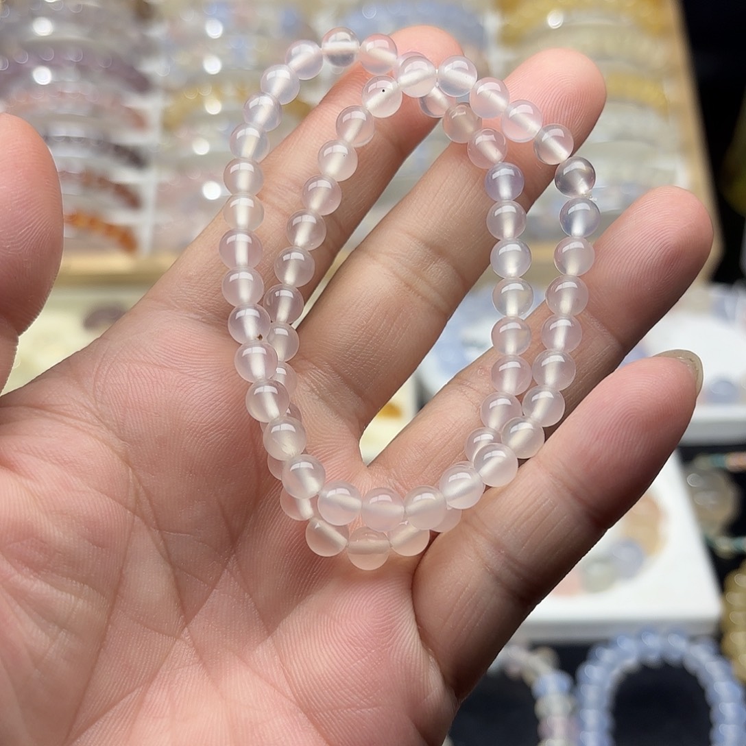 玛瑙/玉髓未镶嵌手链圆珠呼粉卡6