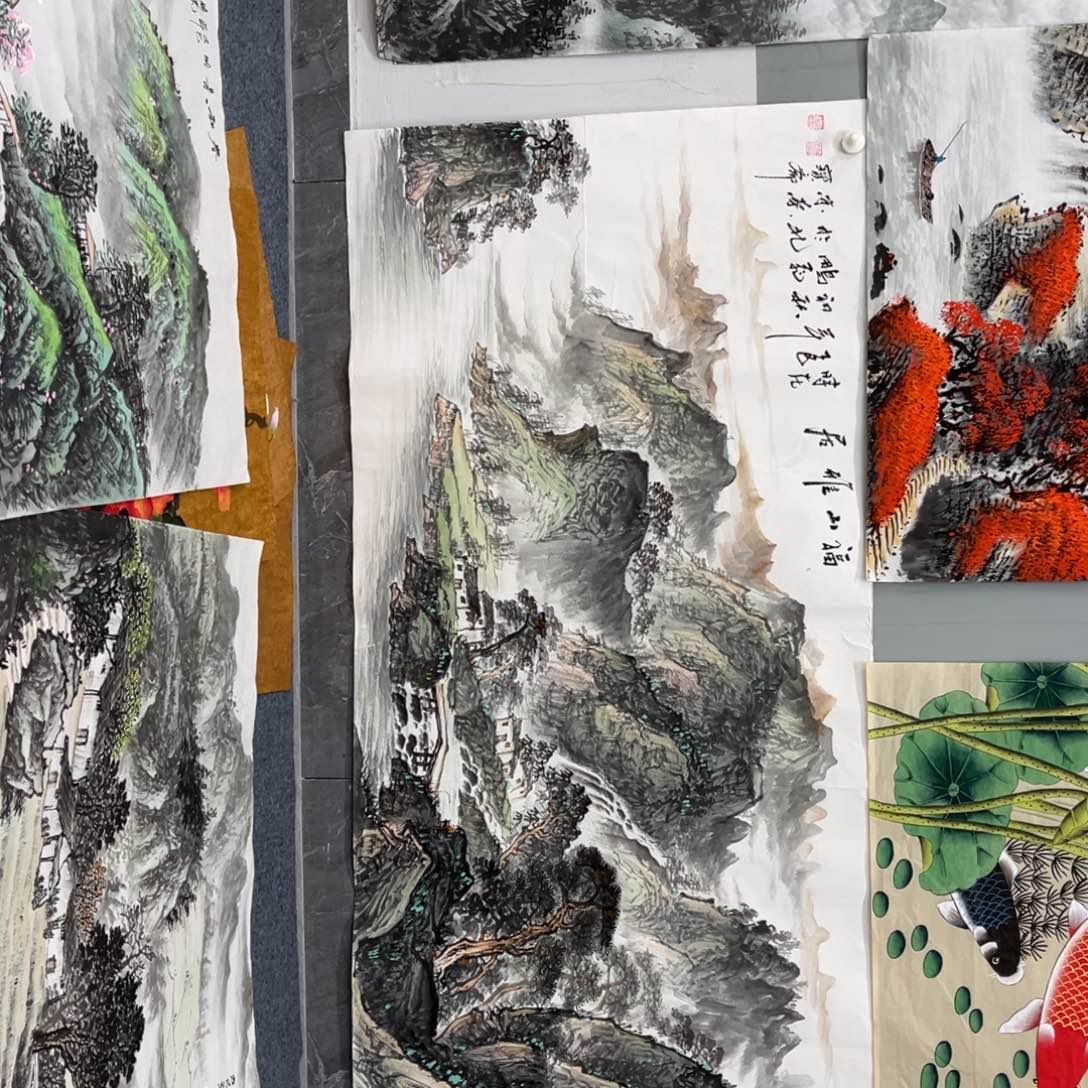 国画红**手宣纸手绘，手工作品