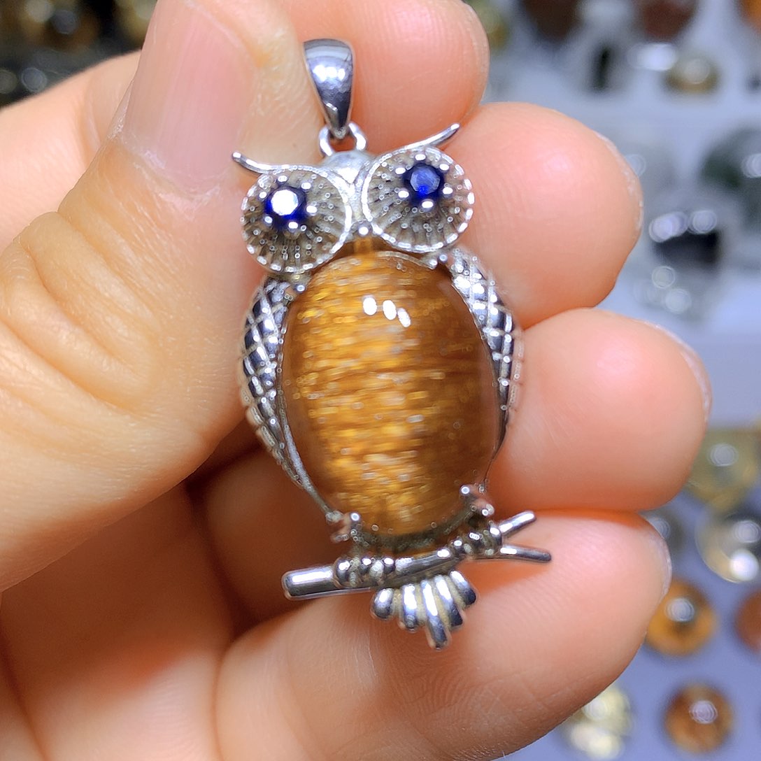 水晶吊坠银S925镶嵌天然水晶