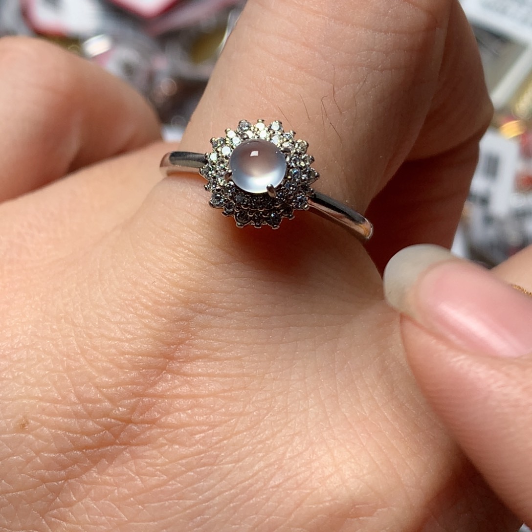 翡翠戒指银S925镶嵌天然翡翠吊坠