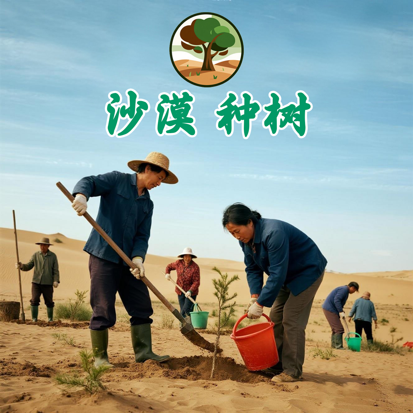 沙漠种树主题明信片A7