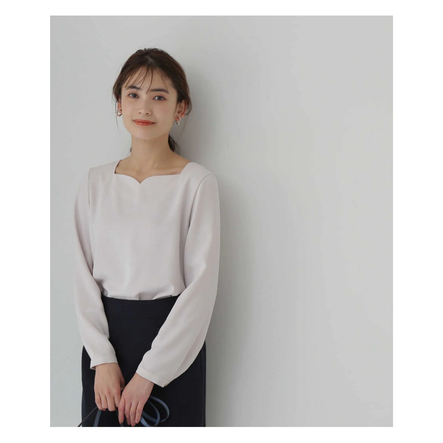【Montendre】 方心领 N 纯色春夏宽松百搭简约长袖衬衫上衣
