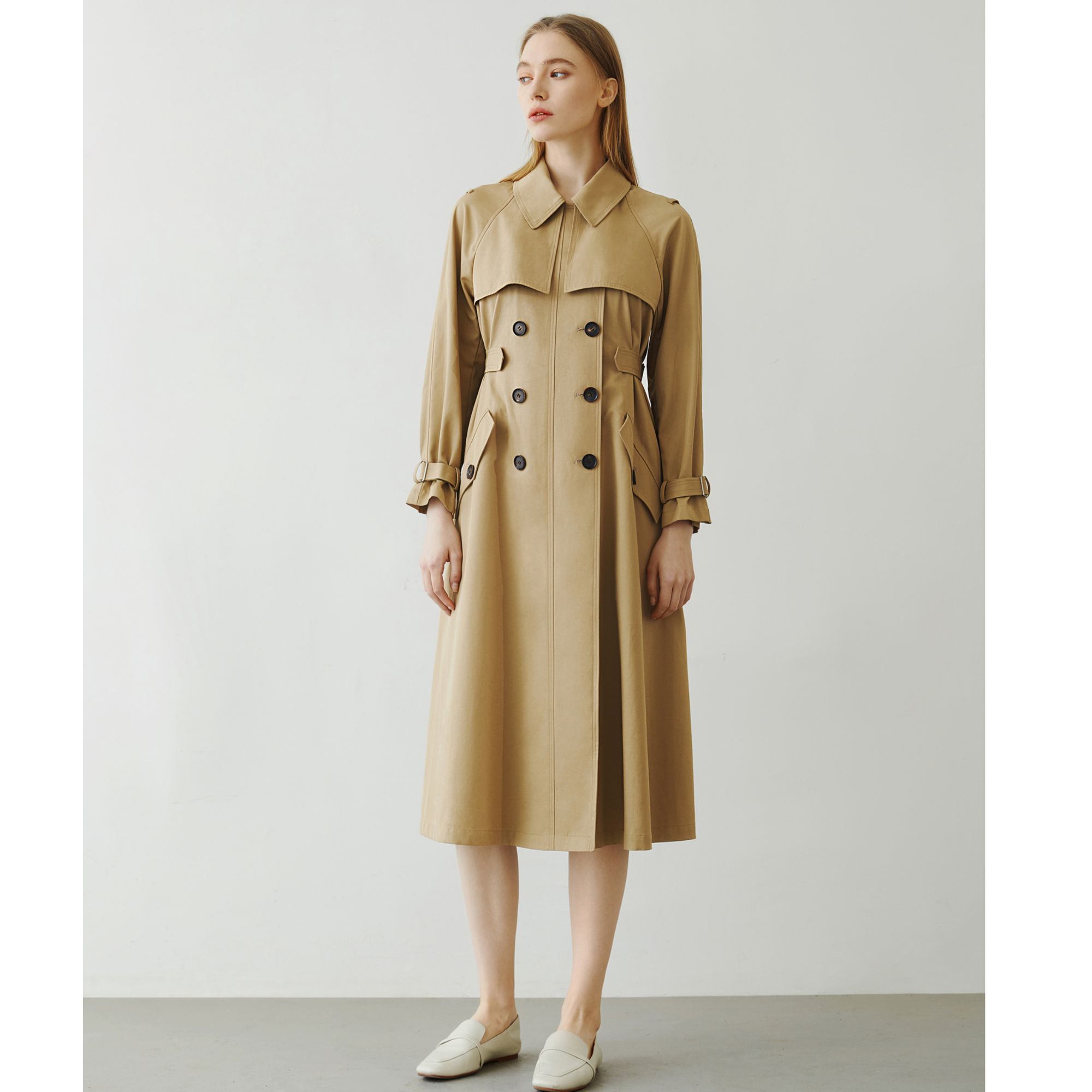 莫笙气质时尚翻领双排扣女士风衣M22QF14073