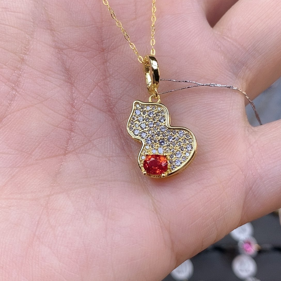 彩色蓝宝石吊坠(赠链)银S925镶嵌