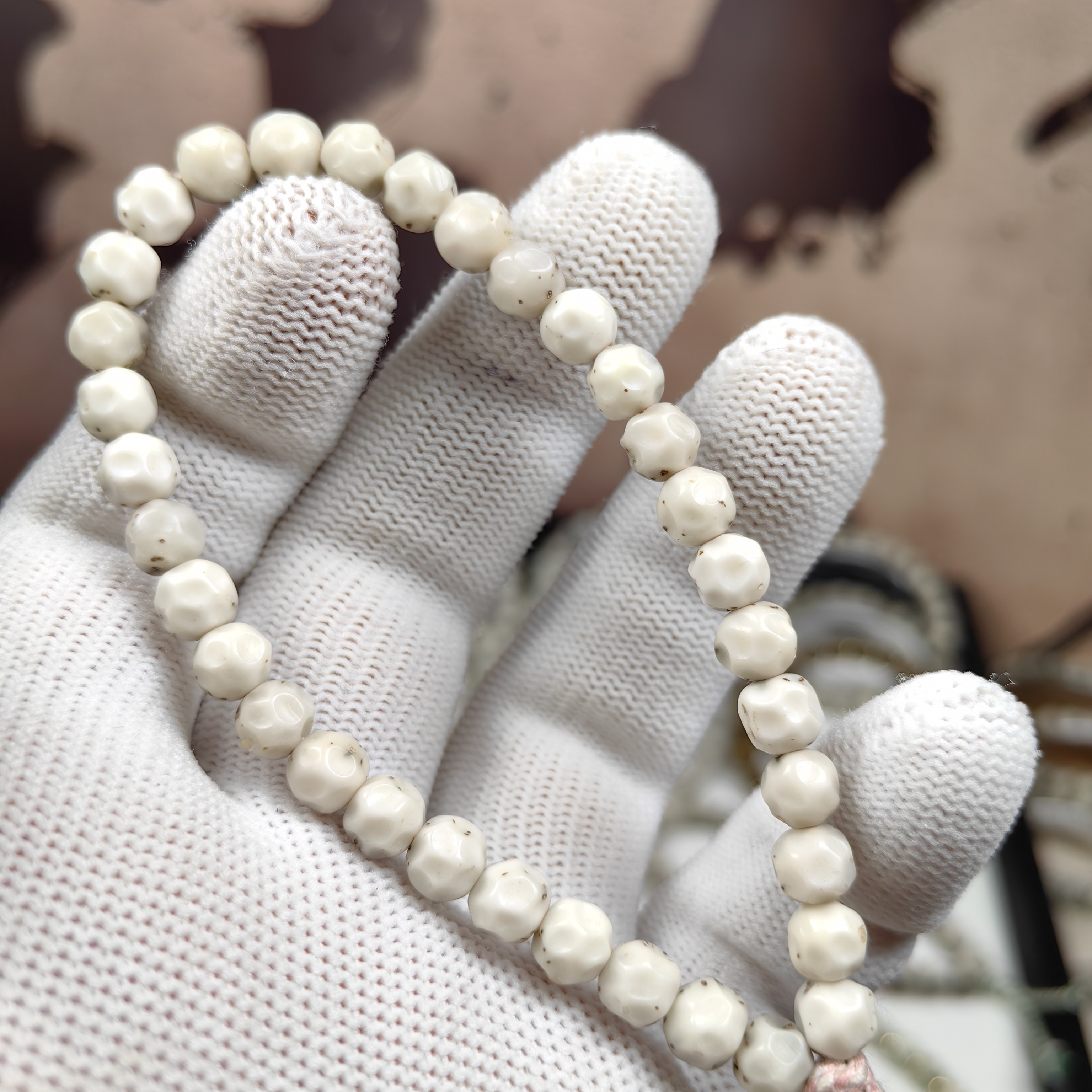 毕业级 7 改⅔大留白改满工无相全玉化白冰料星月菩提