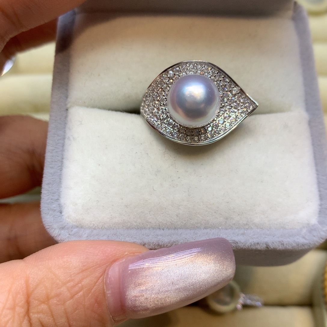 银S925镶嵌戒指海水珍珠