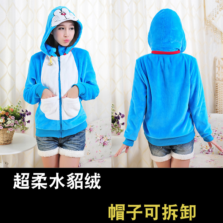 【清仓】叮当猫哆啦A梦青少年学生情侣卡通卫衣拉链绒衫