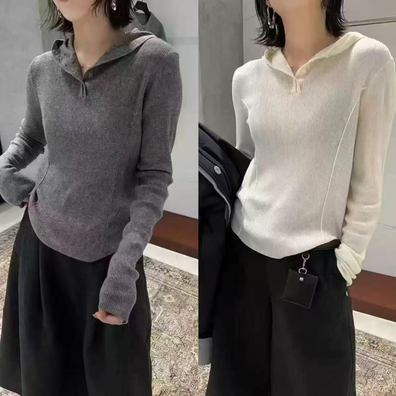 【欧洲站】精纺细羊毛连帽针织衫