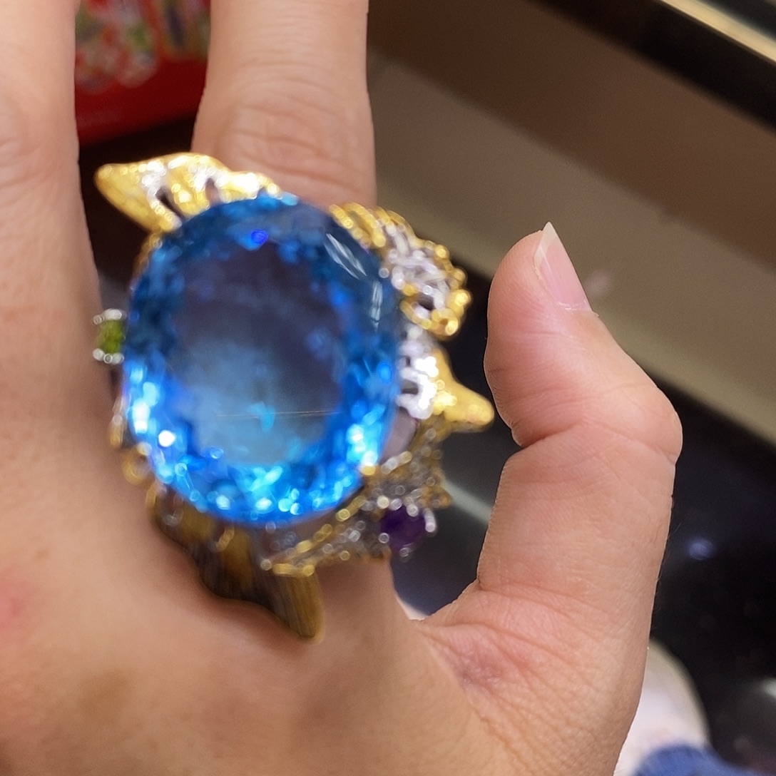 托帕石戒指芬姐珠宝银S925镶嵌