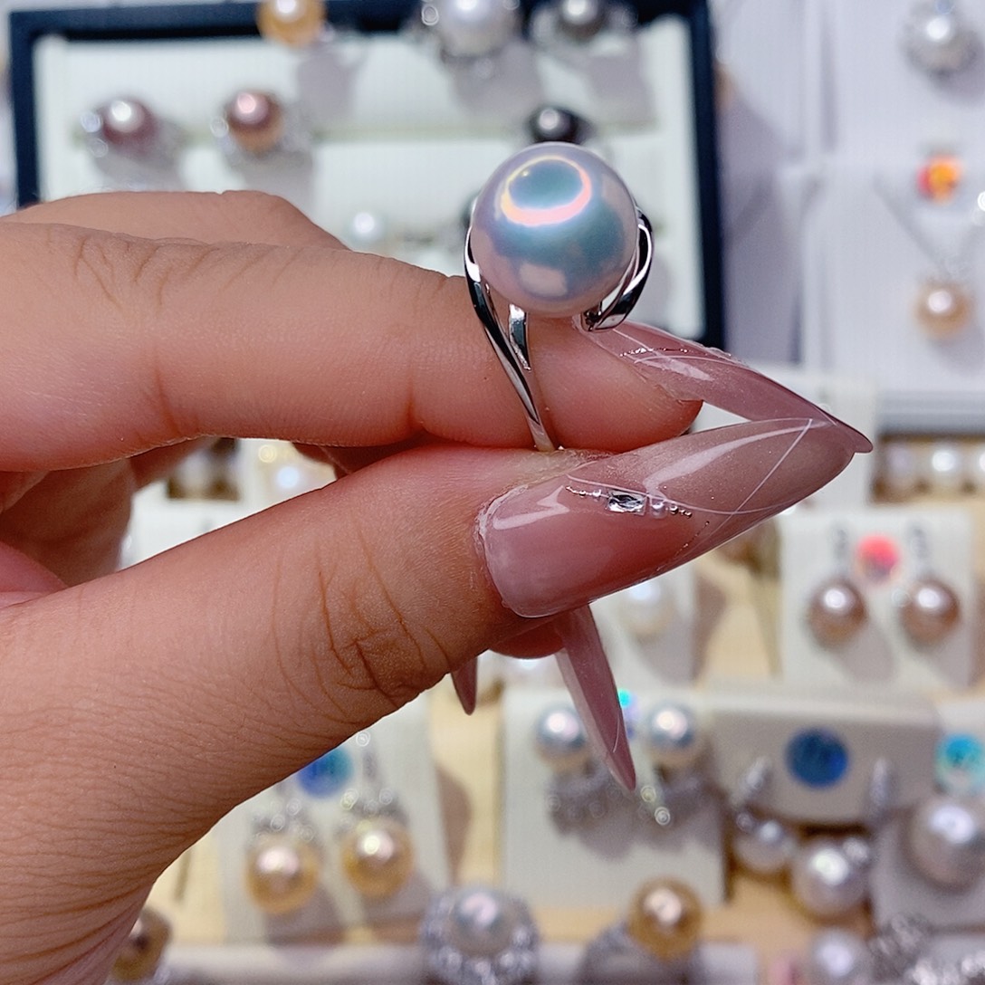 高***俊戒指淡水珍珠银S925镶嵌