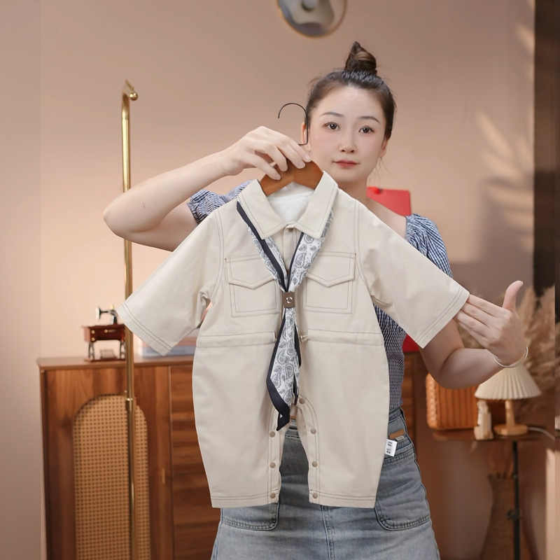婴儿衣服男女宝宝秋季连体衣时尚洋气工装哈衣秋装满月百天外出服