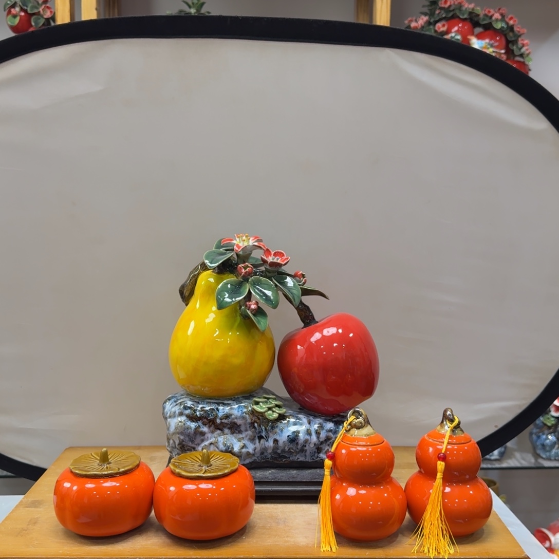 陶瓷福佑平安送葫芦柿子