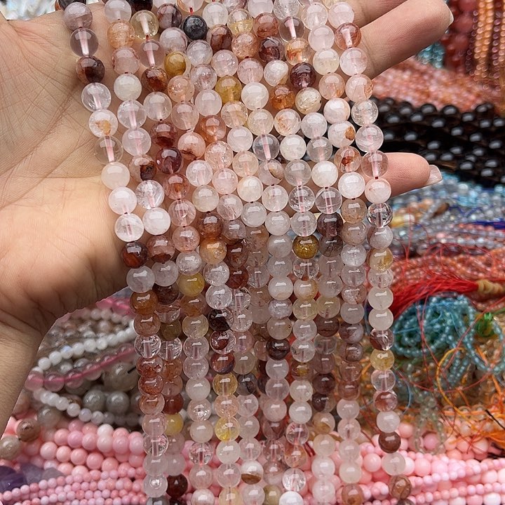 玛瑙/玉髓未镶嵌珠宝半成品一条8mm黄胶花