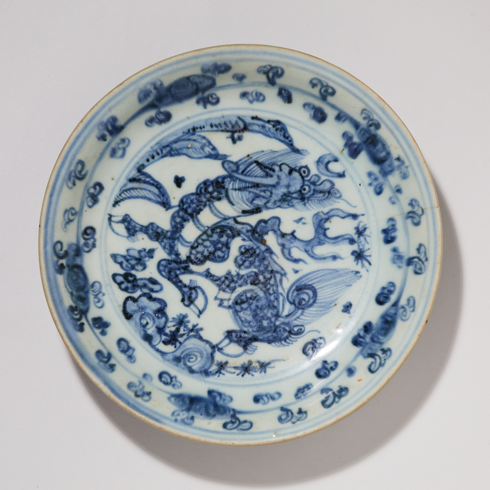 4885明·青花麟趾呈祥纹盘【古董拍卖】