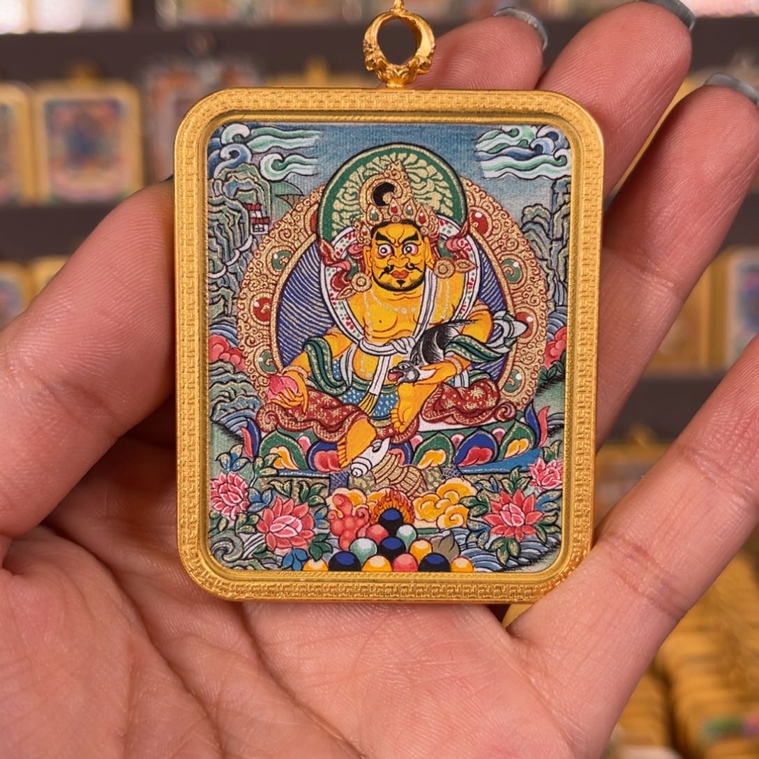 吊坠黄老爷青海热贡唐卡