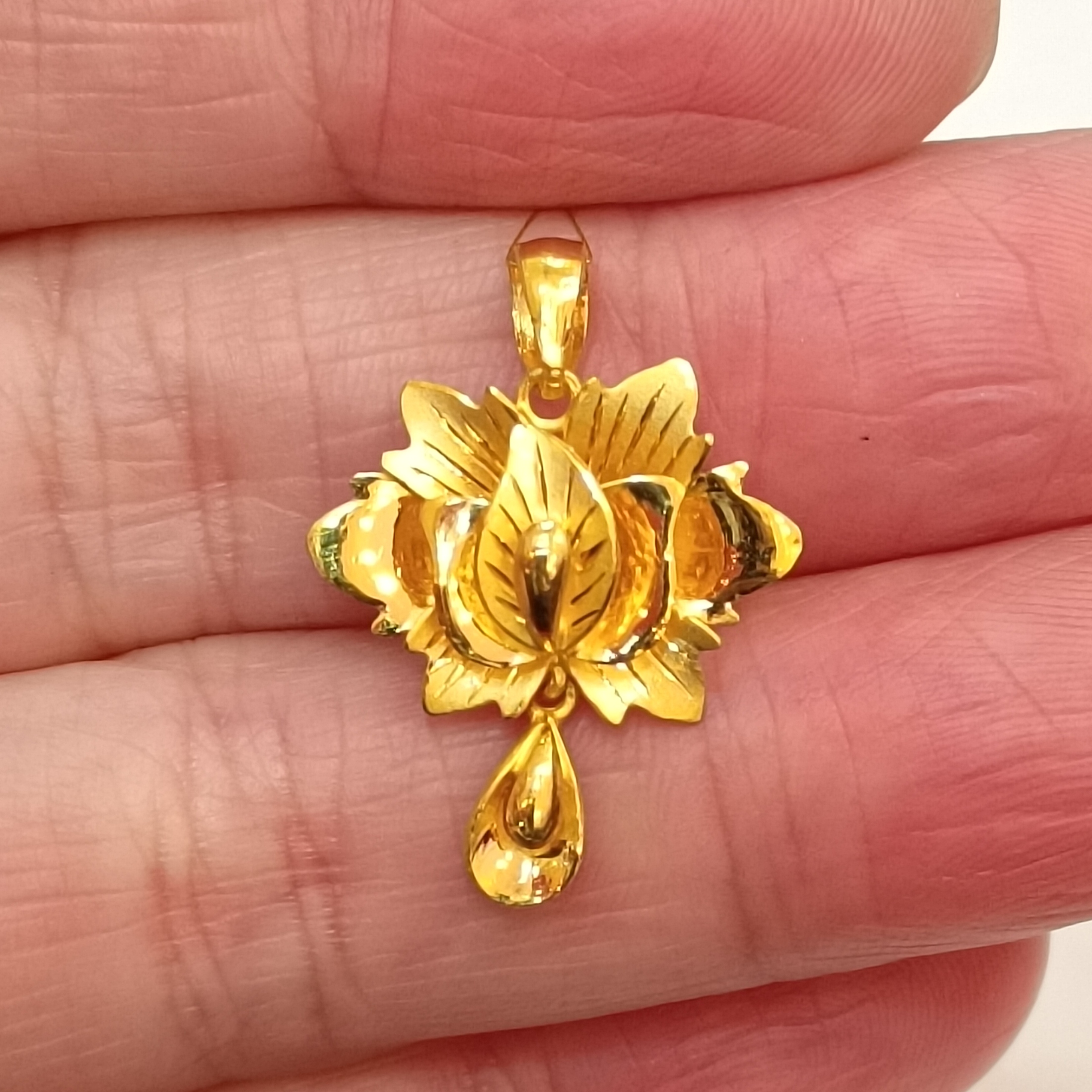 足金999黄金吊坠女式3.73克正品纯黄金蝴蝶兰挂坠子实心真金挂件