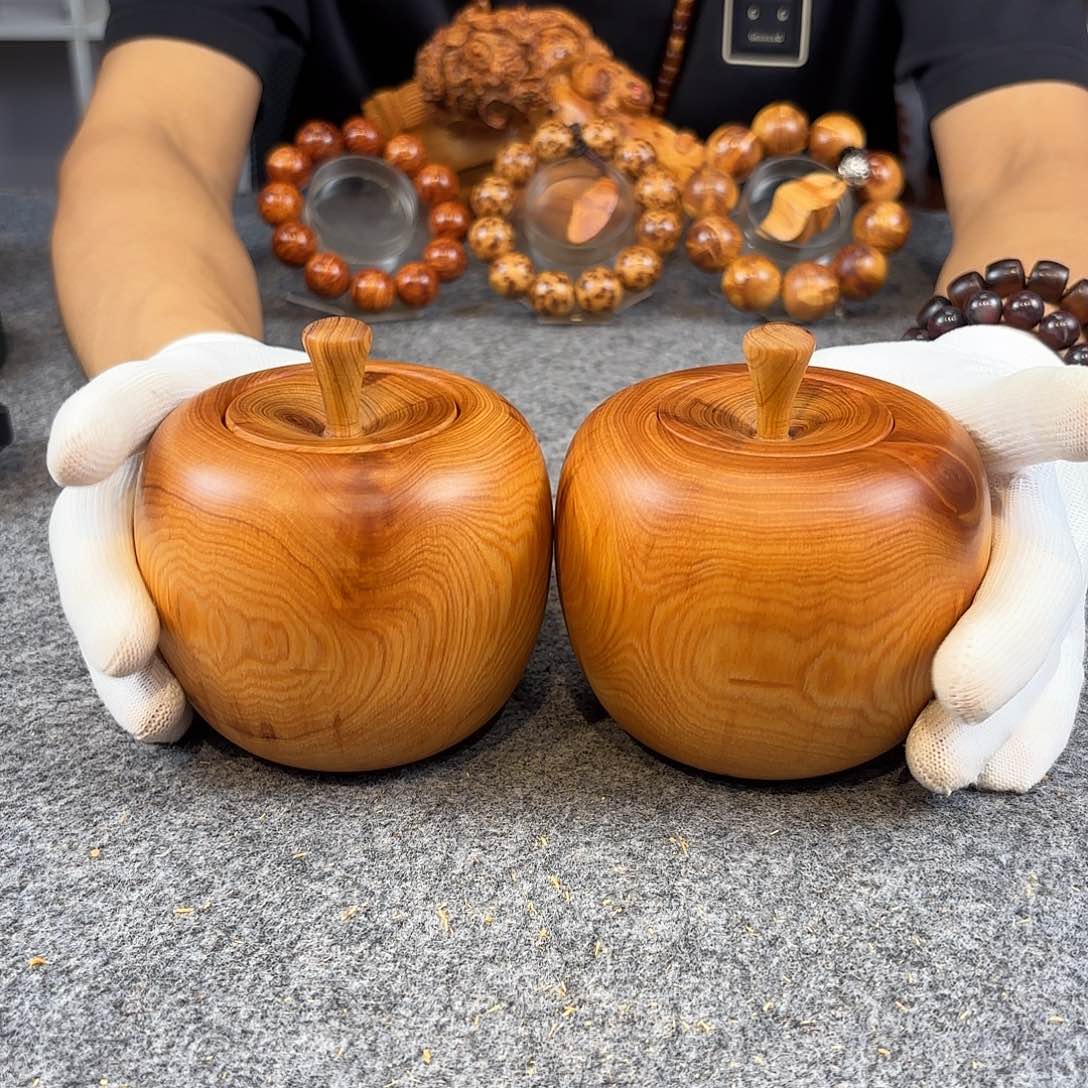 合***祥崖柏太行崖柏精品茶叶罐到手一对