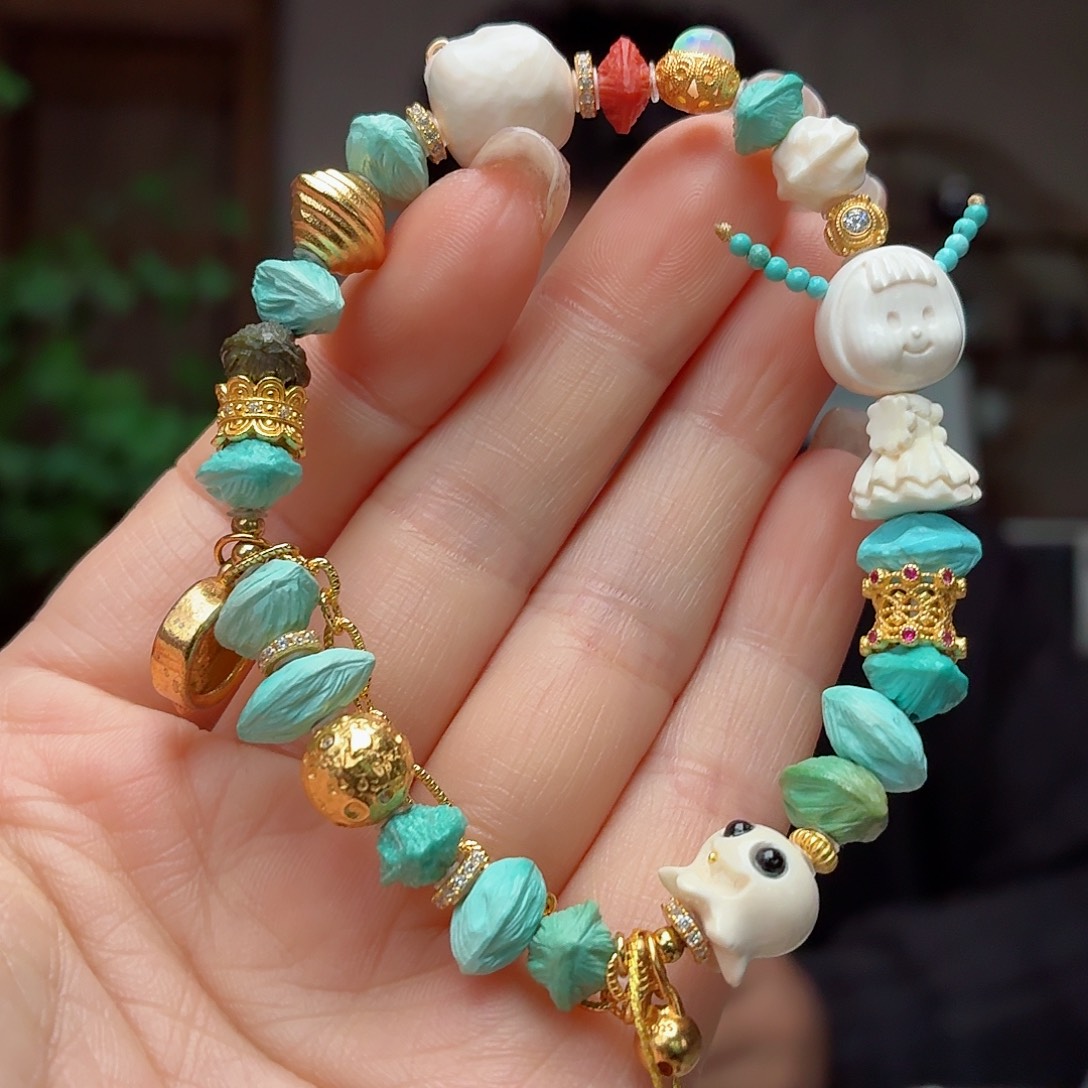 绿松石银S925镀金镶嵌珠宝奇石