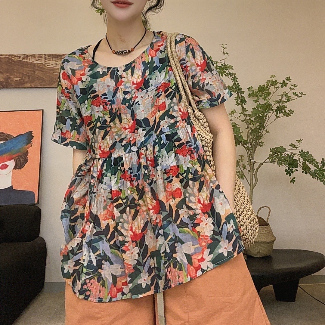 【冰冰一号店】8607 5印花套头小衫儿短袖