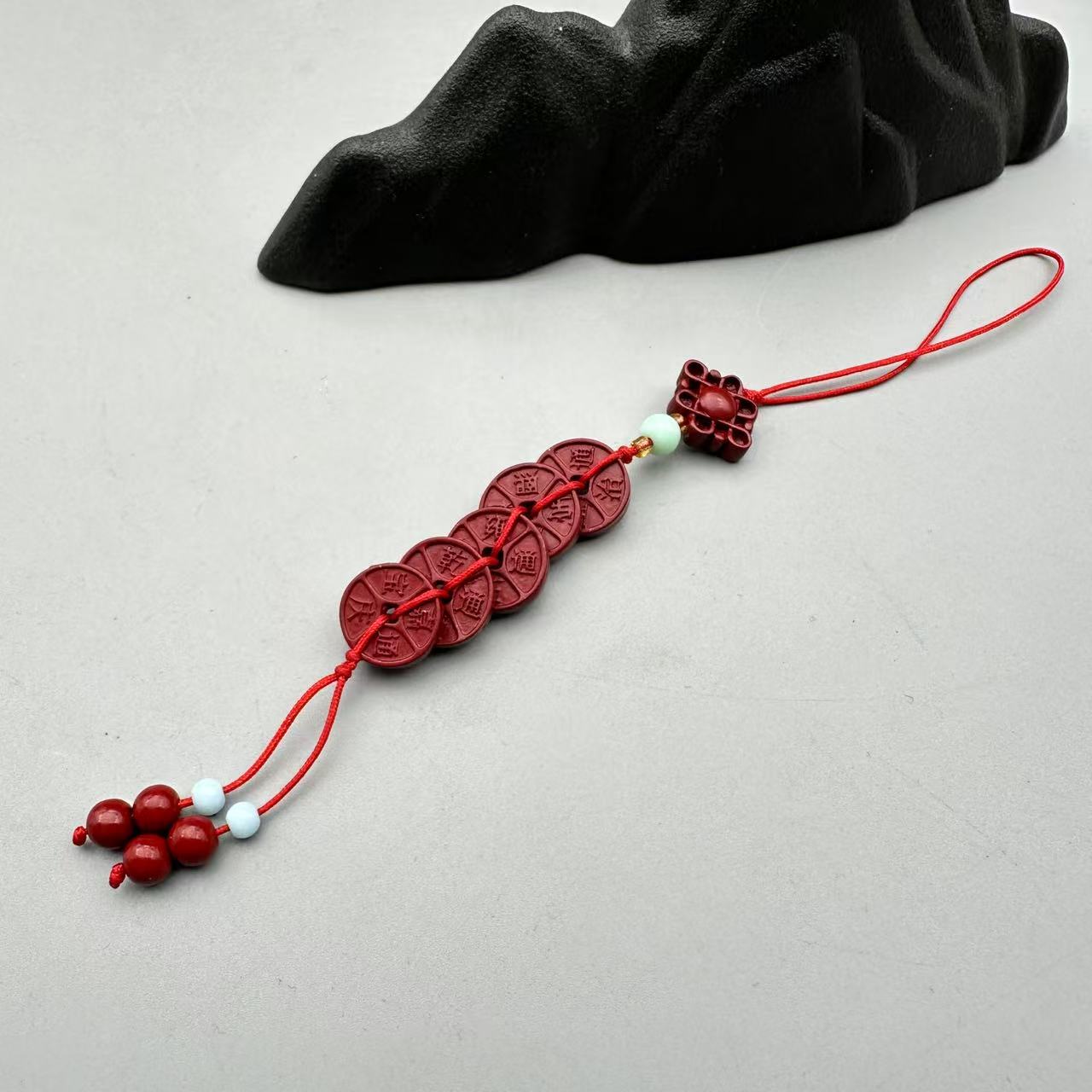 含辰砂工艺品ZC576-紫色雕刻钱币搭配如意挂件