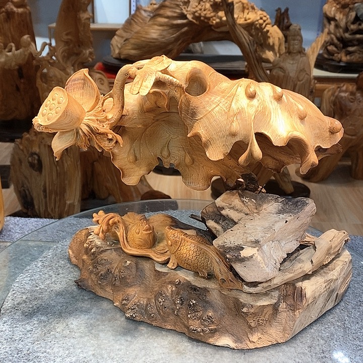 柏木（崖柏）双鱼戏莲