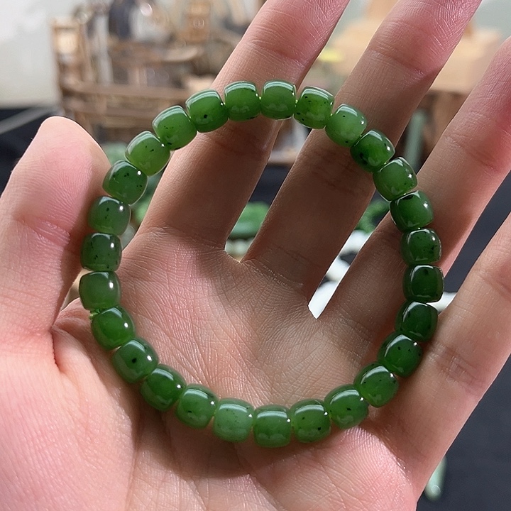 和田玉颈饰未镶嵌碧玉-8mm老型直切