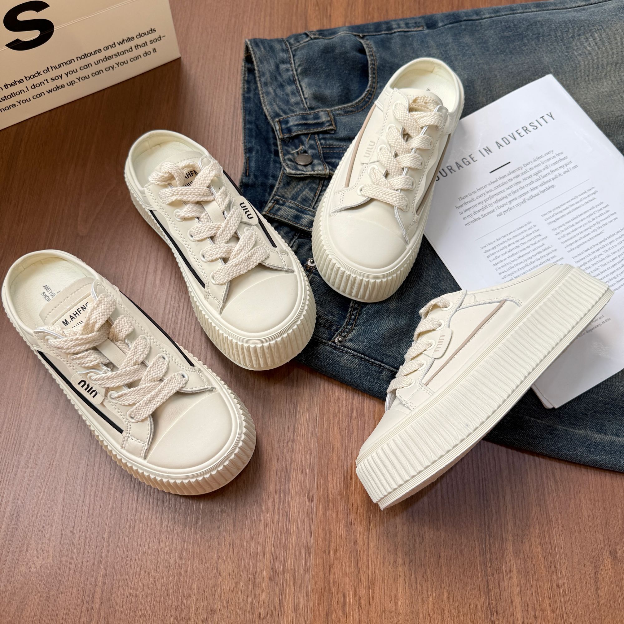 2025春夏季新款百搭时尚韩系厚底包头半拖鞋透气舒适一脚蹬懒人拖