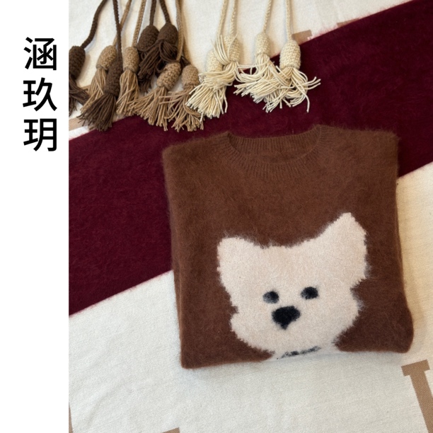 涵玖玥【珍奢拉绒】重工厚款汪趣小狗软糯毛衣朵05-8309