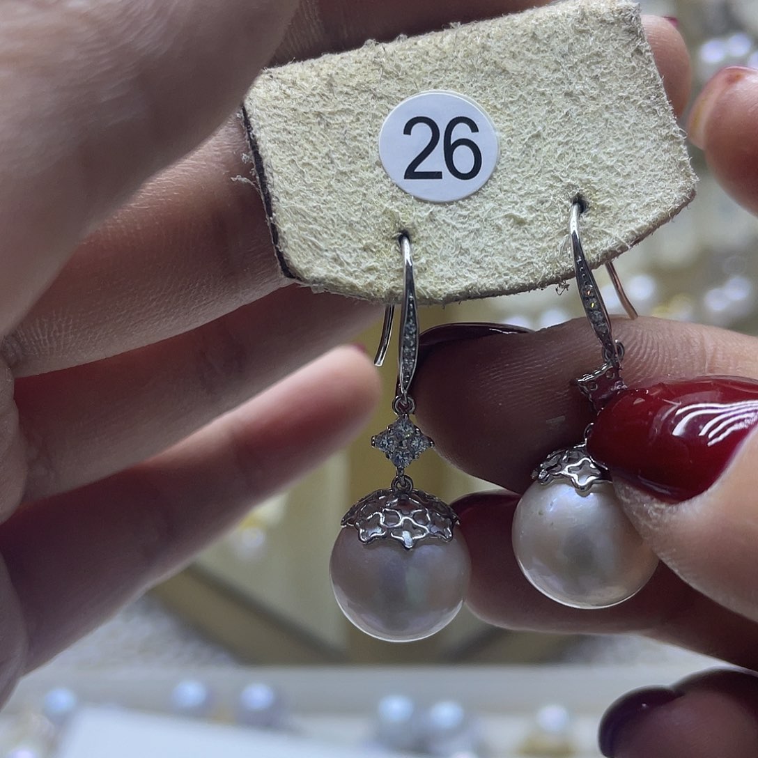 淡水珍珠耳饰银S925镶嵌