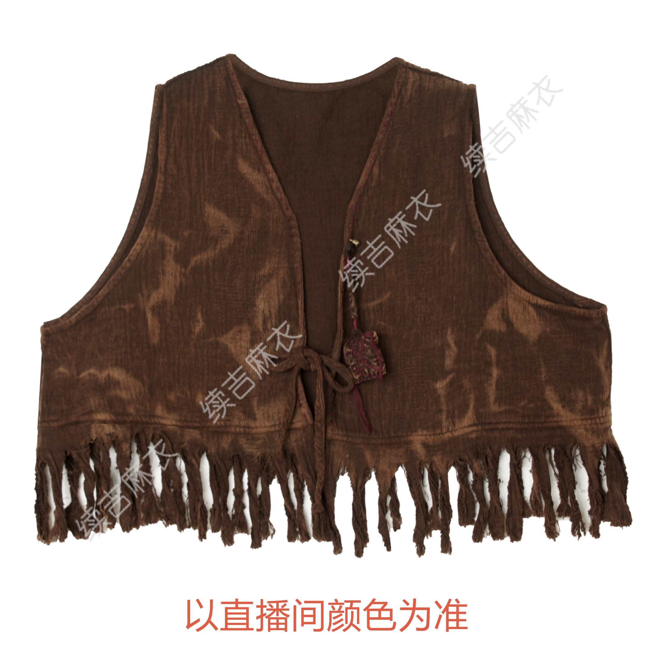 续吉麻衣25-499麻复古扎染流苏铃铛休闲包小挂件马甲