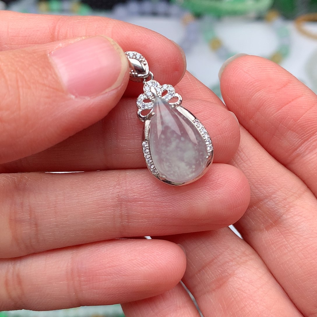 翡翠手链银S925镶嵌翡翠