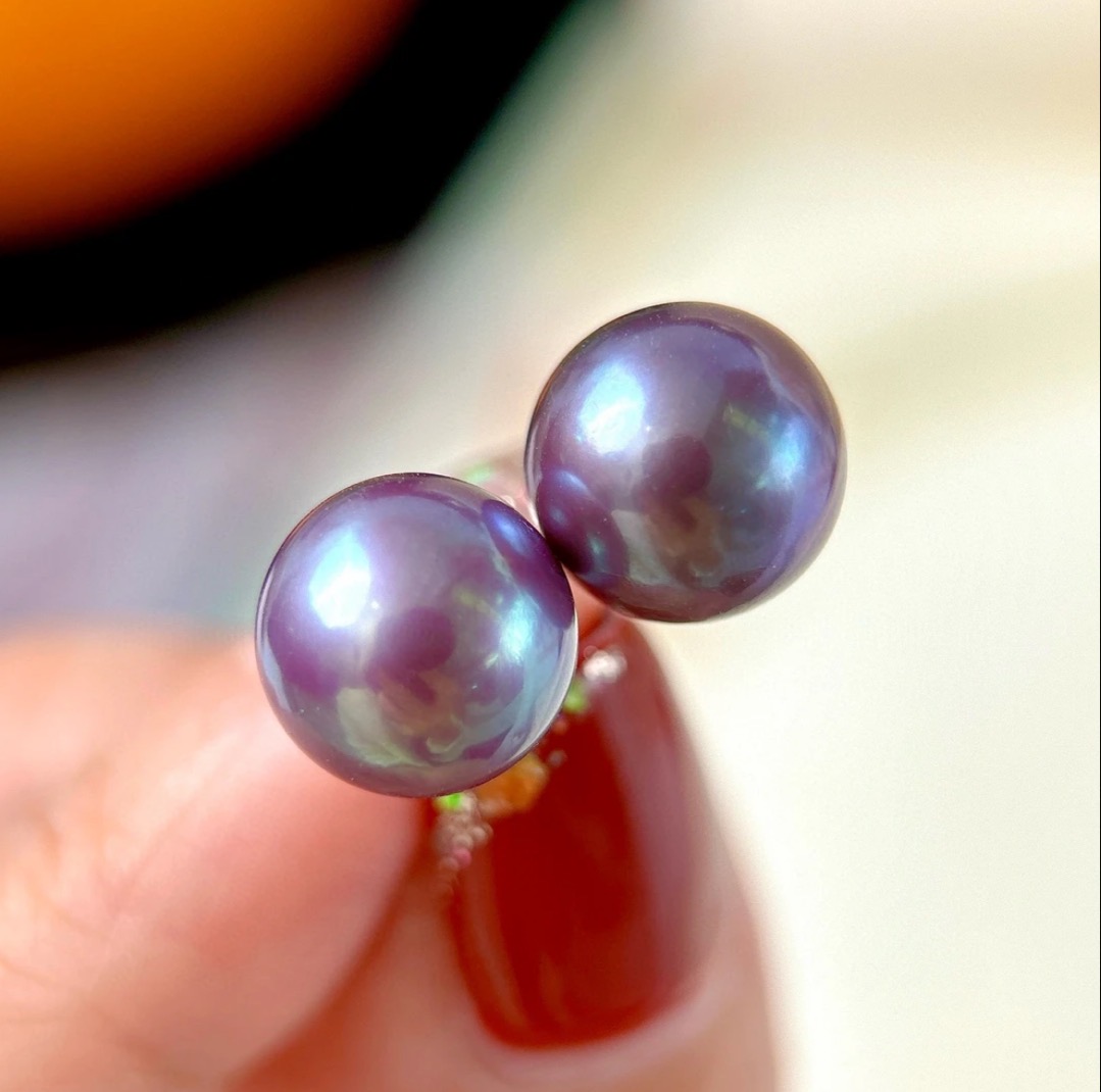 【东哥优选】 天然珍珠 12-13mm左右耳钉 S925银针 多样性发一对