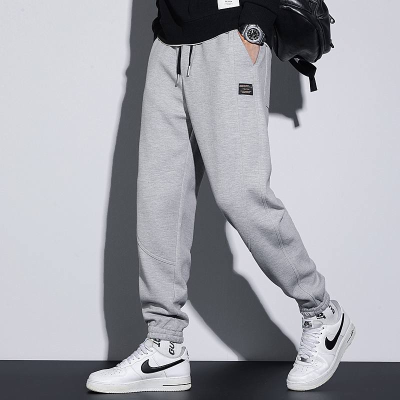 爆款男士秋冬加绒休闲裤裤子男宽松港版休闲卫裤男休闲