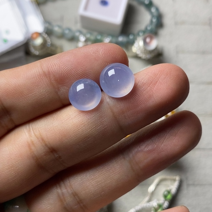 定制翡翠未镶嵌正冰紫10.7，10mm