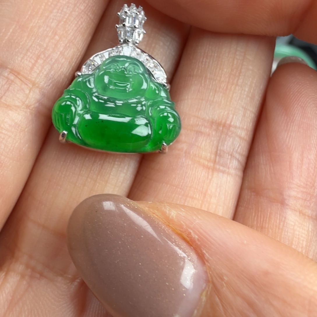 翡翠未镶嵌颈饰天然A货翡翠佛公福利品