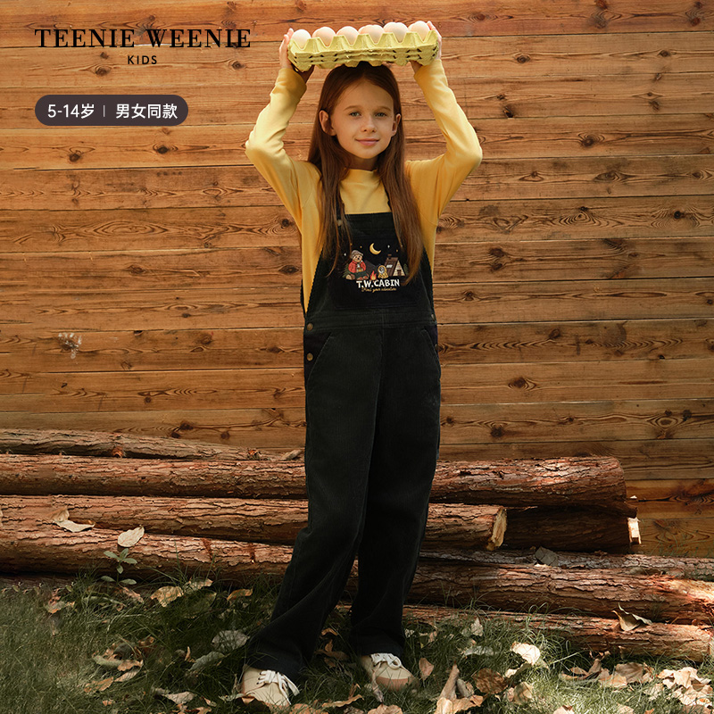 TeenieWeenie Kids小熊童装25年秋冬休闲灯芯绒背带裤TKTC258973N