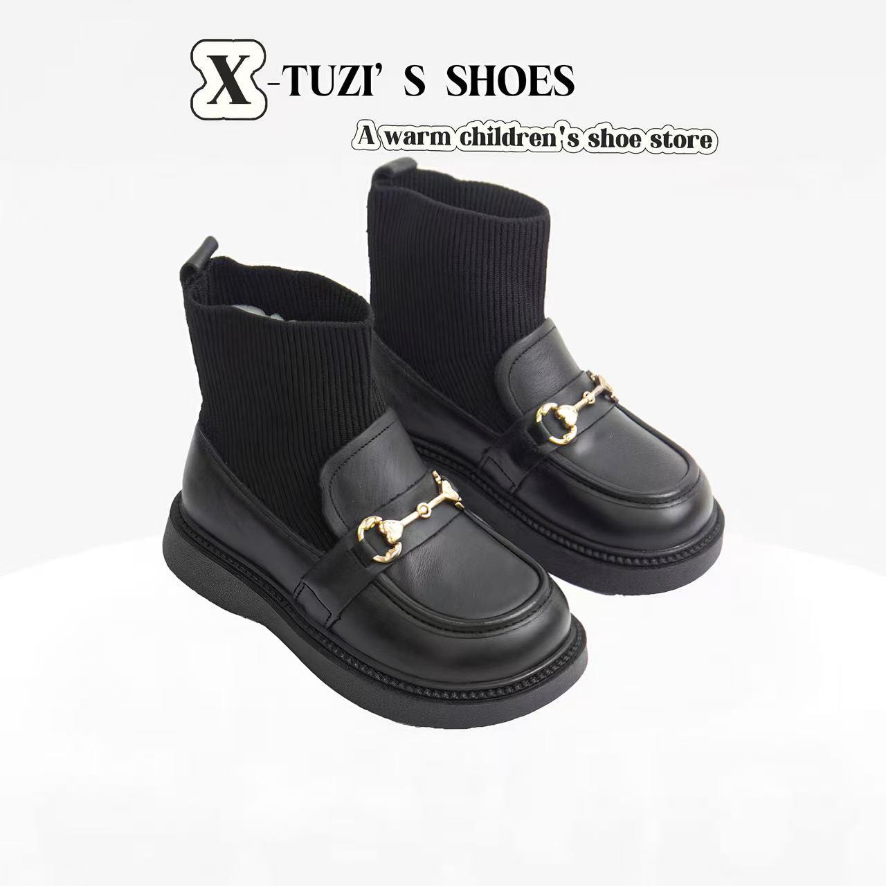 N.N【真皮马丁靴】儿童英伦风马丁靴袜靴 62536